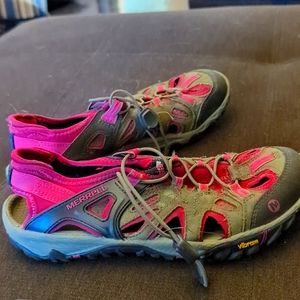 Merrell Women's All Out Blaze Sieve Hiking/water Shoes Size 9 Boulder/Fushia